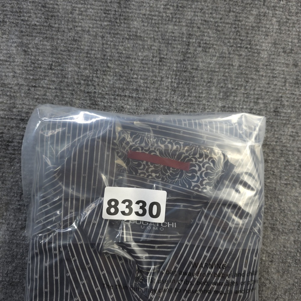 Bugatchi Shirt XL Black‎ White Vertical Striped Long Sleeve Button Up Cotton - Picture 8 of 8